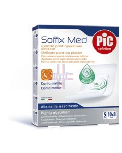 CEROTTO PIC SOFFIX MED IN TNT CON TAMPONE CENTRALE ASSORBENTE STERILE MONOUSO 10X8 CM ANTIBATTERICO 5 PEZZI