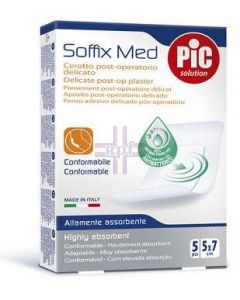 CEROTTO PIC SOFFIX MED IN TNT CON TAMPONE CENTRALE ASSORBENTE STERILE MONOUSO 5X7 CM ANTIBATTERICO 5 PEZZI