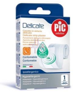 CEROTTO PIC DELICATE STRISCIA BIANCA CON TAMPONE ANTIBATTERICO CM 8X0.5 M