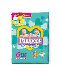 PANNOLINI PER BAMBINI PAMPERS BABY DRY DOWNCOUNT NO FLASH XL15 PEZZI