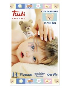 TRUDI BABY CARE PANNOLINO DRY FIT XL 15/30 KG 14 PEZZI